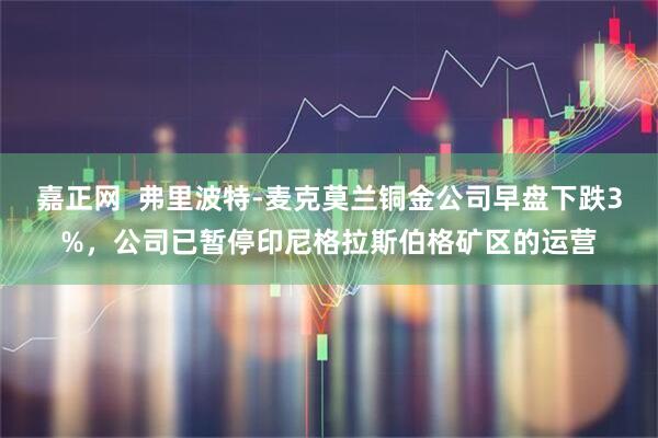 嘉正网  弗里波特-麦克莫兰铜金公司早盘下跌3%，公司已暂停印尼格拉斯伯格矿区的运营